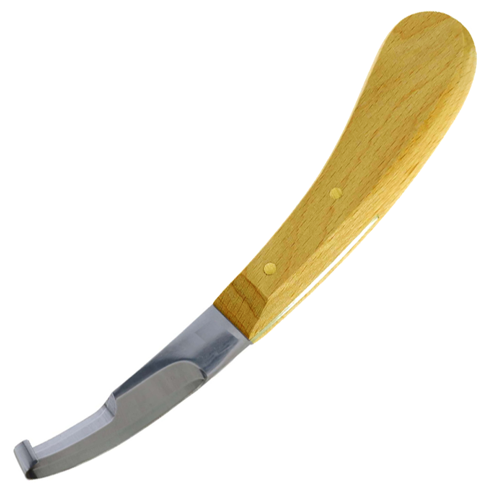 (WI-1237) HOOF KNIFE WIDE HALF DOUBLE BLADE,(Chnaar Wood)????????????