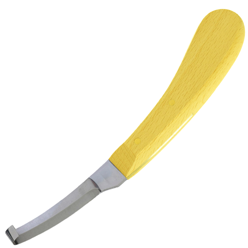(WI-1239)HOOF KNIFE NARROW DOUBLE SIDE BLADE, WHITE WOOD HANDLE????????????