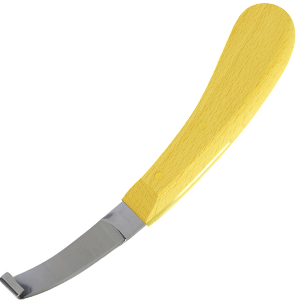 (WI-1243-R) HOOF KNIFE WIDE BLADE, WHITE WOOD HANDLE????????????