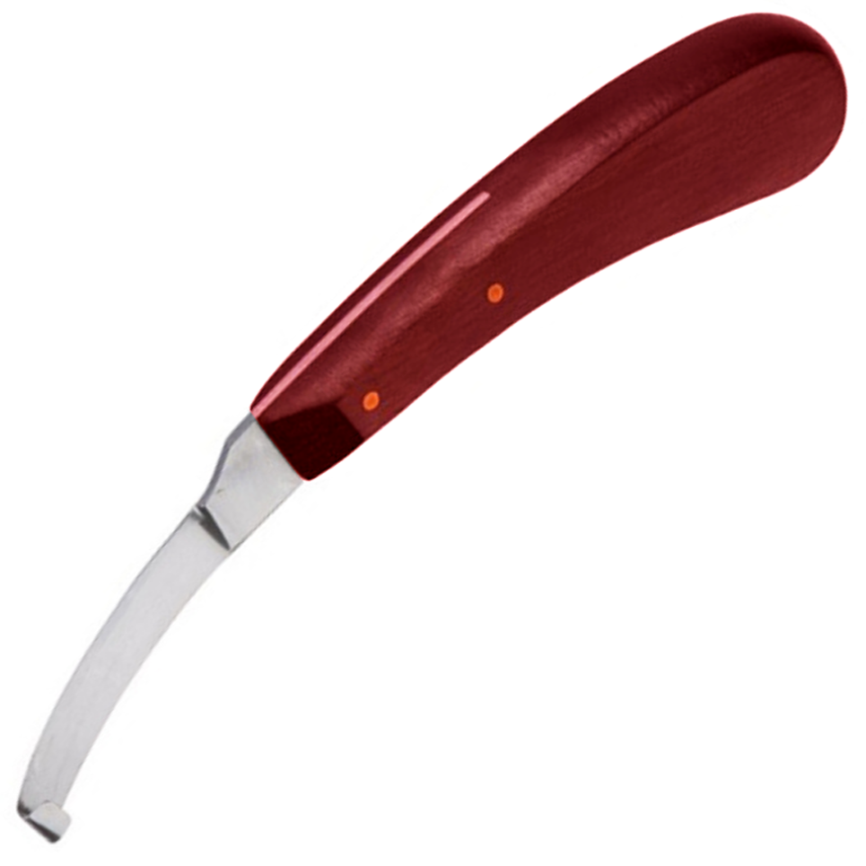 (WI-1240-L) HOOF KNIFE NARROW BLADE RED WOOD HANDLE????????????