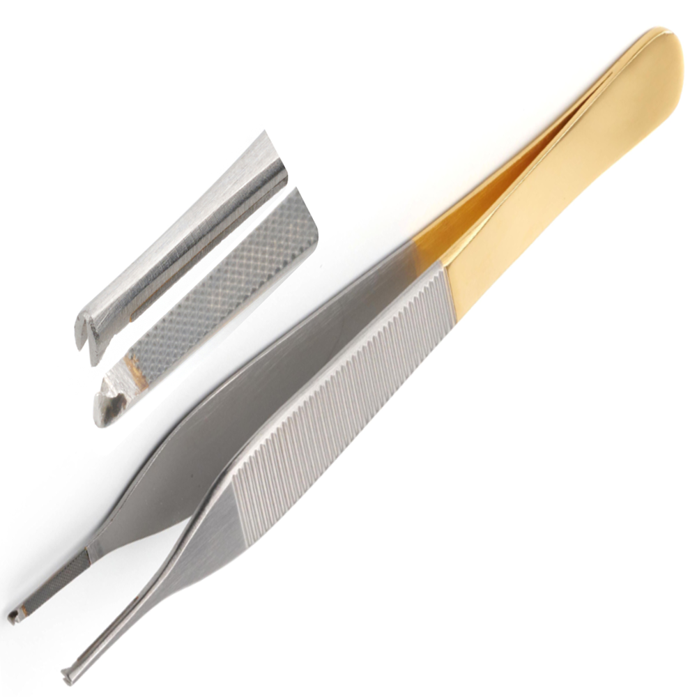 (WI-10080) TC GOLD ADSON DISSECTING FORCEPS TUNGSTEN CARBIDE EMBEDDING✂