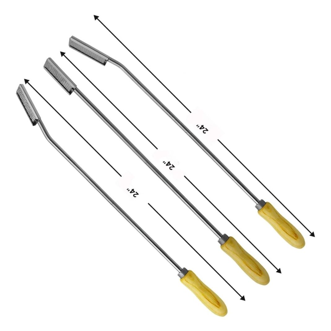 (WI-160025)3 EQUINE DENTAL FLOAT RASPS SET ANGLE UP, DOWN &amp; STRAIGHT ADJUSTABLE WOODEN HANDLE