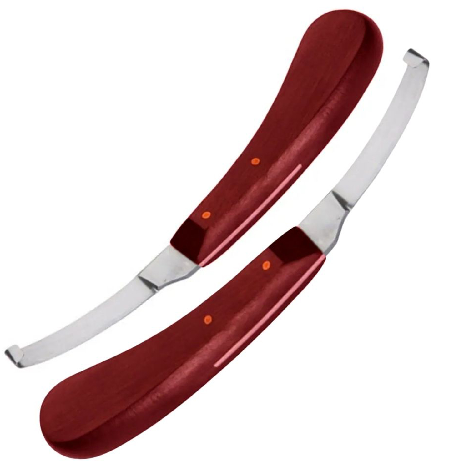 (WI-1240-L-R) HOOF KNIFE NARROW BLADE RED WOOD HANDLE
